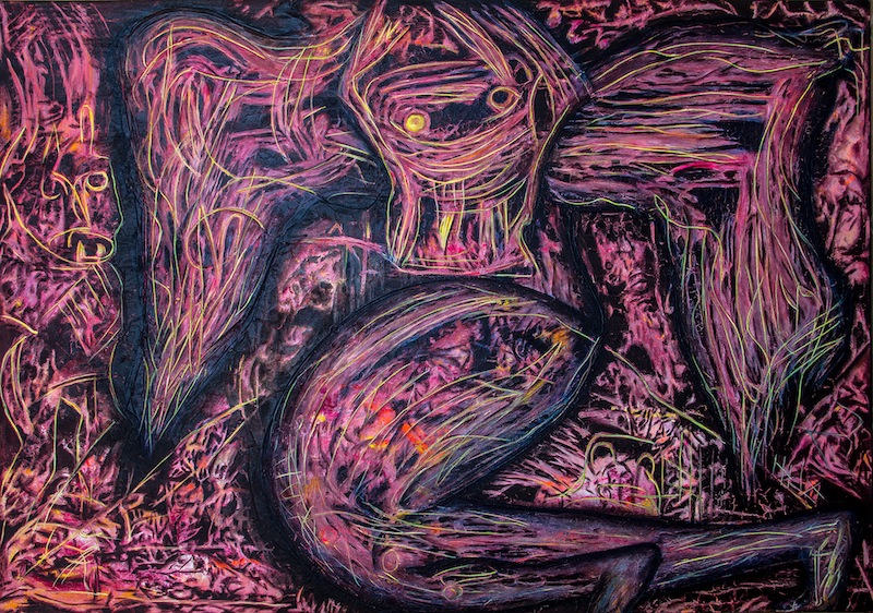 Haïti. Deux siècles de création artistique : Sébastien Jean. L'Ange. 2013, acrylique et noir de fumée, 147,5 x 210,5 cm. Collection Christian Raccurt - Jean-Philippe Brutus. ©